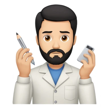 A man with black hair and a beard passing a big test sticker