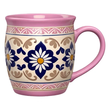 Pink white & beige Talavera mug  sticker