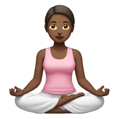 white girl with dark brown hair in zen meditation position wearing a pink tank top sticker