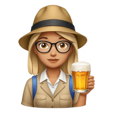 cool girl teacher with a beer and a bucket hat sticker