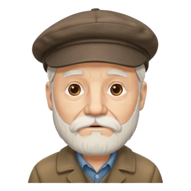 Old man white beard wearing a flat cap sticker
