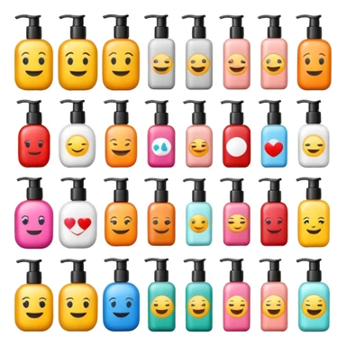 emoji of beauty products with brand labels sticker
