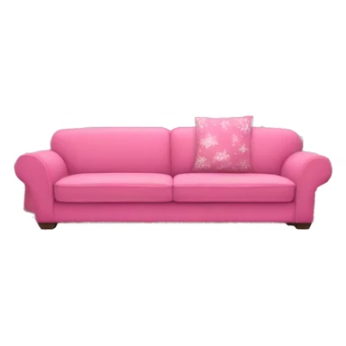 living room with pink christmas decorations and a sofa and a tv sticker