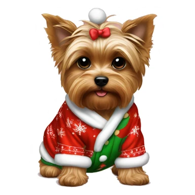 yorki puppy in christmas pjs  sticker