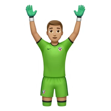 soccer goalkeeper green shirt, shorts, socks, football boots arms up sticker