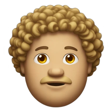 Fat man with curly hair sticker