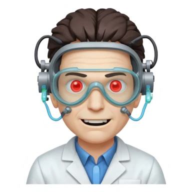 mutant scientist portrait, head and shoulders only, exposed glowing brain, broken goggles, evil smile, mad lab vibe, 3D cartoon, mobile game icon style, clean background, no text, no watermark

 sticker