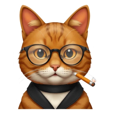 Cat with glasses and smoking sticker