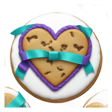 Cookie heart with purple teal awareness ribbon loop sticker