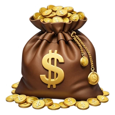 bag of money with a video play button on it, coins at the side, no dollar sign sticker