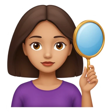 latin girl looking at herself with a hand mirror sticker