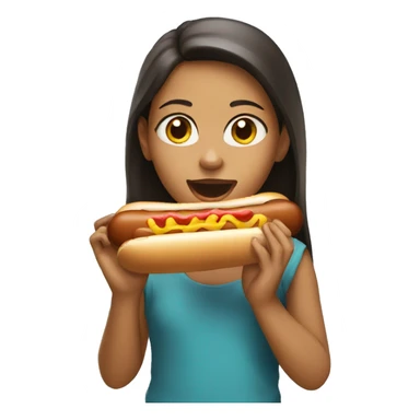 girl eating hot dog sticker