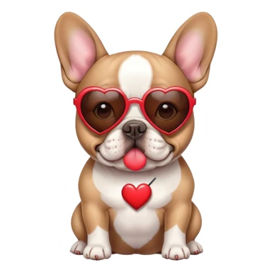 French bulldog with heart sunglasses sticker