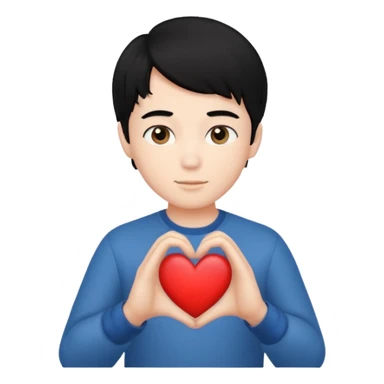 Un garçon beau qui fait un cœur avec des cheveux noir  sticker