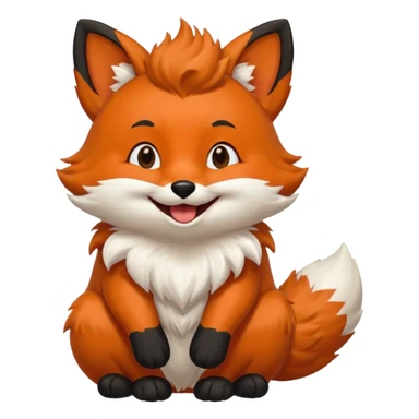 Floofy the Creampuff fox blackish away laughing, chubby. Black paws orange color sticker