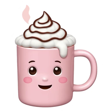 Light Pink mug of hot chocolate with marshmallows sticker