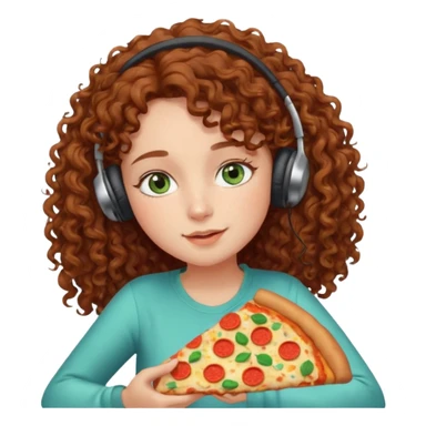 Brown curly hair girl blue green eyes painting sleeping eating dancing listening to misic sticker