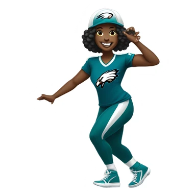 Black woman crip walking with eagles jersey on sticker