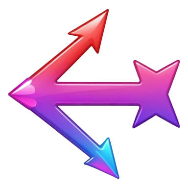 color gradient between red and purple glitter arrow sticker