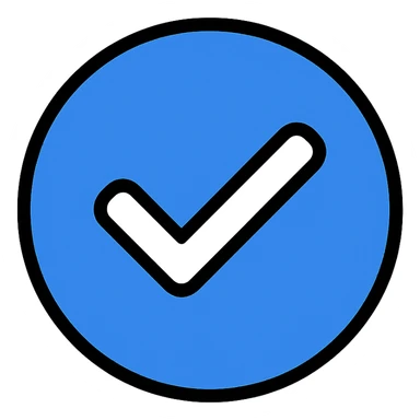 blue circle with white checkmark inside sticker