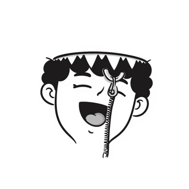 zipper closing a mouth shut sticker