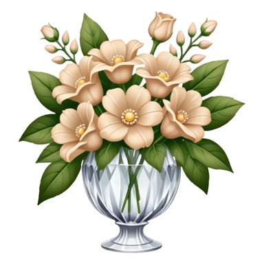 Bridal bouquet nude flowers in crystal vintage vase sticker