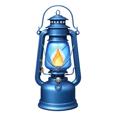 Silver diamond-shaped old antique lantern lamp with a blue flame inside it  sticker
