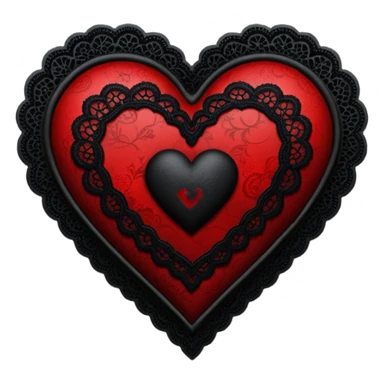 goth heart with a black lace heart motif sticker