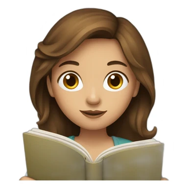 Brown haired girl with a book sticker