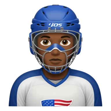 American black Hockey player without a Helmet  and have  a goalkeeper mask which have small holes sticker