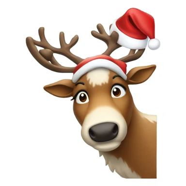 Reindeer with Santa hat sticker