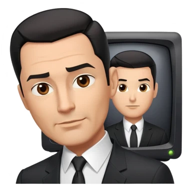 Good-looking robust man in his mid-40s with light brown skin tone, short slicked back straight black hair with fade haircut, strong square face, approachable TV host expression, black blazer left open showing white buttoned shirt sticker