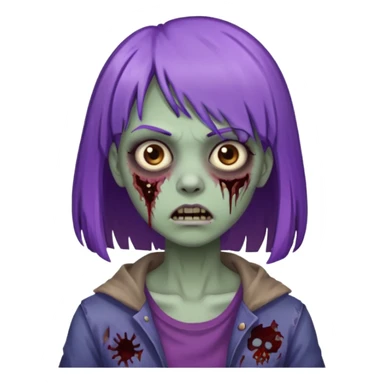 criei um zombe feminino com o cabelo com franja, o cabelo a metade roxa e o resto castanho  sticker