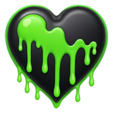 Large black heart with neon green slime sticker