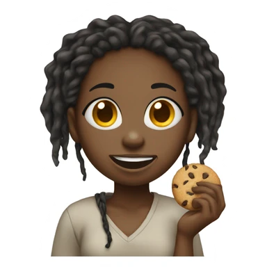 Black girl with dreads eating cookie sticker