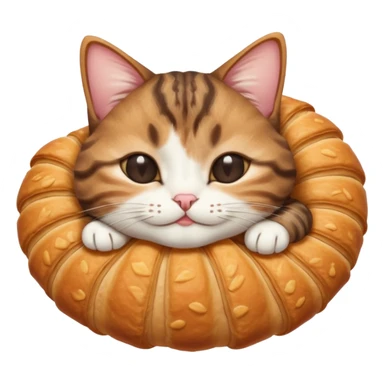 dark brown tabby and white cat in crossaint position upside down with eyes closed sticker