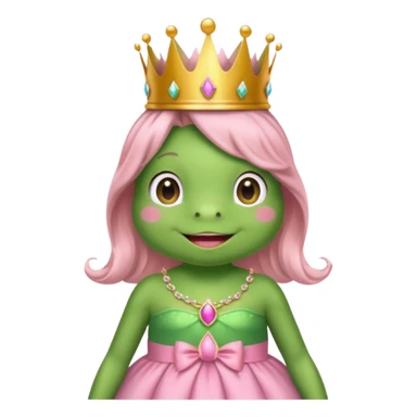 frog with with a crown pink bow and pink princess dress sticker