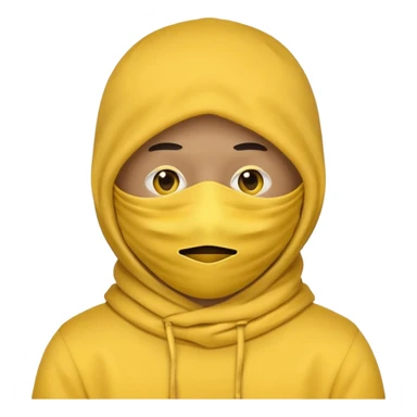 masked yellow emoji covering head and face / rap style like yeat kinda cloth covering head and face. rap style and minimalistic and mysterious sticker