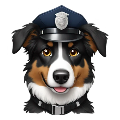 Black tri australian Shepherd in Police Uniform sticker