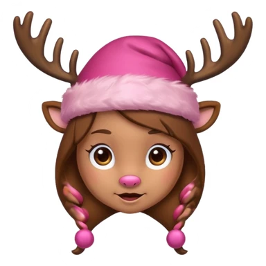 Girl reindeer with pink Santa hat sticker