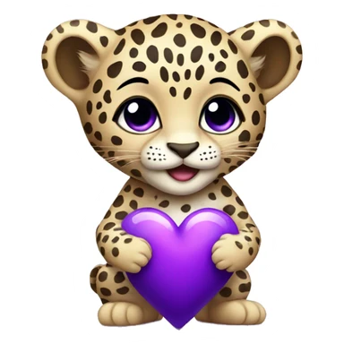 Baby leopard holding a purple heart  sticker