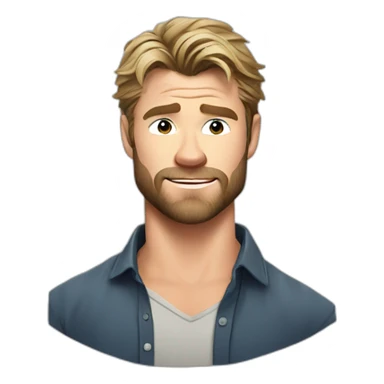 chris-hemsworth cartoon wearing shirt sticker