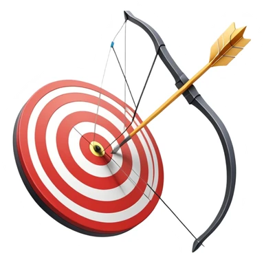 A close-up of a bowstring pulled taut with an arrow aimed at a target. The target's concentric rings are visible in the background, highlighting the focus and precision required for archery. The scene captures the grace and concentration of the sport. sticker