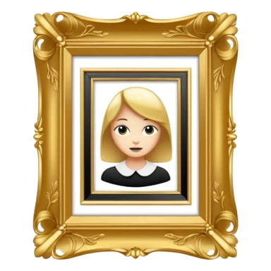 vintage black and white photo in gold fancy photo frame sticker