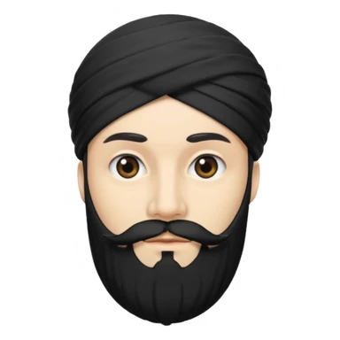 Make me an emoji of a man wearing a black turban, with a beard, and white skin. sticker