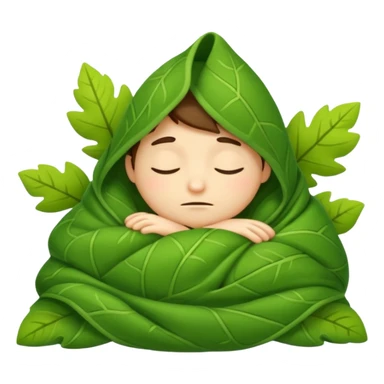 forest character wrapped in leaf blanket sleepy sticker