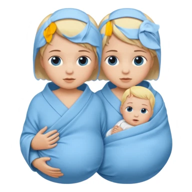 Twin swaddled babies in blue, short blonde hair sticker