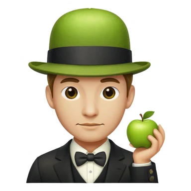 Magritte “the son of man” with green apple instead of head sticker
