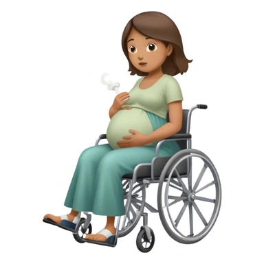 a pregnat woman i wheelchair stands up ans starts sniffing and smells poop sticker