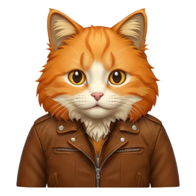 orange cat with brown leather jacket sticker